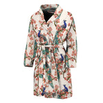 Cherry Blossom Peacock Print Men's Bathrobe