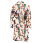 Cherry Blossom Peacock Print Men's Bathrobe