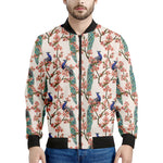 Cherry Blossom Peacock Print Men's Bomber Jacket