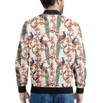 Cherry Blossom Peacock Print Men's Bomber Jacket