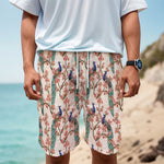Cherry Blossom Peacock Print Men's Cargo Shorts