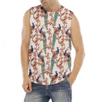 Cherry Blossom Peacock Print Men's Fitness Tank Top