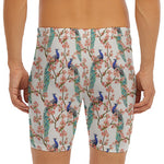 Cherry Blossom Peacock Print Men's Long Boxer Briefs
