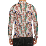 Cherry Blossom Peacock Print Men's Long Sleeve Rash Guard