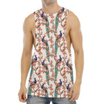 Cherry Blossom Peacock Print Men's Muscle Tank Top