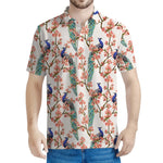Cherry Blossom Peacock Print Men's Polo Shirt