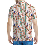 Cherry Blossom Peacock Print Men's Polo Shirt
