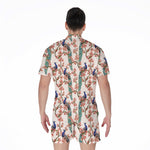 Cherry Blossom Peacock Print Men's Rompers