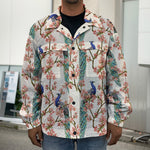 Cherry Blossom Peacock Print Men's Shirt Jacket