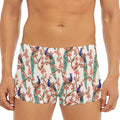 Cherry Blossom Peacock Print Men's Short Boxer Briefs