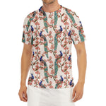 Cherry Blossom Peacock Print Men's Short Sleeve Rash Guard