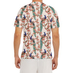 Cherry Blossom Peacock Print Men's Short Sleeve Rash Guard