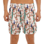 Cherry Blossom Peacock Print Men's Split Running Shorts