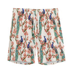 Cherry Blossom Peacock Print Men's Sports Shorts