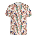 Cherry Blossom Peacock Print Men's Sports T-Shirt