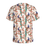 Cherry Blossom Peacock Print Men's Sports T-Shirt