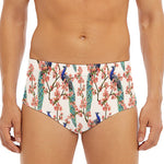 Cherry Blossom Peacock Print Men's Triangle Swim Briefs