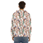 Cherry Blossom Peacock Print Men's Velvet Pullover Hoodie