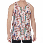 Cherry Blossom Peacock Print Men's Velvet Tank Top