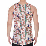 Cherry Blossom Peacock Print Men's Velvet Tank Top