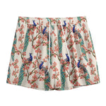 Cherry Blossom Peacock Print Mesh Shorts