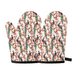Cherry Blossom Peacock Print Oven Mitts