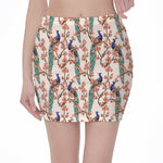 Cherry Blossom Peacock Print Pencil Mini Skirt