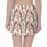 Cherry Blossom Peacock Print Pencil Mini Skirt