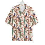Cherry Blossom Peacock Print Rayon Hawaiian Shirt