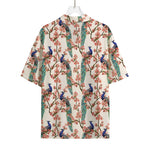 Cherry Blossom Peacock Print Rayon Hawaiian Shirt