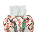 Cherry Blossom Peacock Print Rectangle Tissue Box Cover