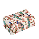 Cherry Blossom Peacock Print Rectangle Tissue Box Cover