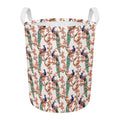 Cherry Blossom Peacock Print Round Laundry Basket