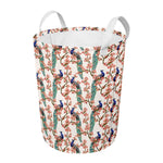 Cherry Blossom Peacock Print Round Laundry Basket