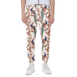 Cherry Blossom Peacock Print Scuba Joggers