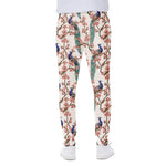 Cherry Blossom Peacock Print Scuba Joggers