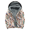 Cherry Blossom Peacock Print Sherpa Lined Zip Up Hoodie