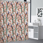 Cherry Blossom Peacock Print Shower Curtain