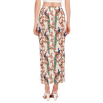 Cherry Blossom Peacock Print Side Slit Maxi Skirt