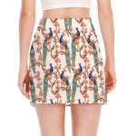 Cherry Blossom Peacock Print Side Slit Mini Skirt