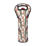 Cherry Blossom Peacock Print Single Neoprene Wine Tote
