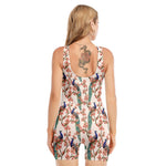 Cherry Blossom Peacock Print Sleeveless One Piece Swimsuit