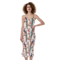 Cherry Blossom Peacock Print Slim Fit Midi Cami Dress