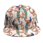 Cherry Blossom Peacock Print Snapback Cap