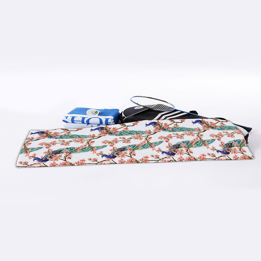 Cherry Blossom Peacock Print Sports Towel