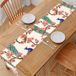 Cherry Blossom Peacock Print Table Runner