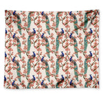 Cherry Blossom Peacock Print Tapestry