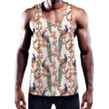 Cherry Blossom Peacock Print Men's Workout Tank Top