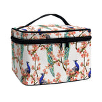 Cherry Blossom Peacock Print Travel Makeup Bag