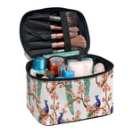 Cherry Blossom Peacock Print Travel Makeup Bag